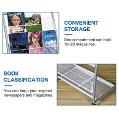 Magazine Rack Floor Standing,Brochure Display Stand, 4 Pockets Metal T3