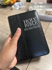 KJV Mini Pocket Holy Bible Zippered Black Faux Leather King James Version Compac