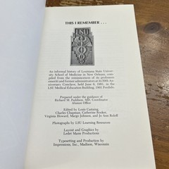 BOOK LSU THIS I REMEMBER HISTORY OF SCHOOL OF MEDICINE Book NEW ORLEANS 1983