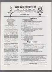 The Baum Bugle Vol 35 #2 Autumn 1991 International Wizard of Oz Club 032422JENON