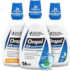 Orajel Nonseptic Mouth Sore Rinse 16oz, Soothing Mint Flavor, Provides Pain…