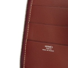 HERMES Agenda Zip Notebook cover Smooth Leather Bordeaux Card Case Zip Aro…