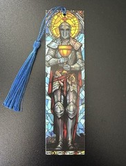 Paper Bookmark with Tassel 1.6 X 5.9 in. Stained Glass Tarot | Knight Of Cups