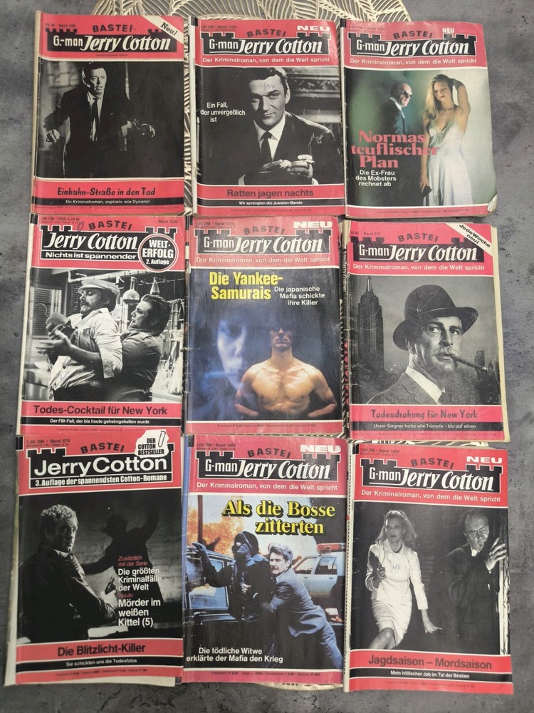 9 Jerry Cotton German Detective Story Books Bundle Vintage