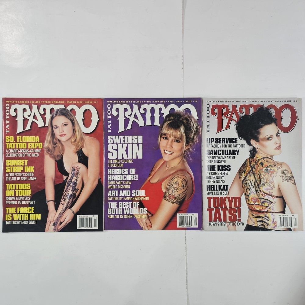 Vintage 1990s Lot Of 3 Tattoo Magazines Issue #127-129