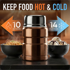 Stainless Steel Thermo For Hot Food 17OZ with Folding Spoon, Vacuum Insulated Fo