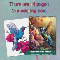 Humming Bird Adult Coloring Book Spiral Bound Mindfulness Adult Coloring Book fo
