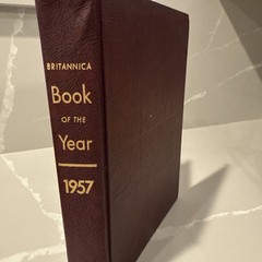 Encyclopedia Britannica Book Of The Year Annual 1957 Classic Red Leather Vintage