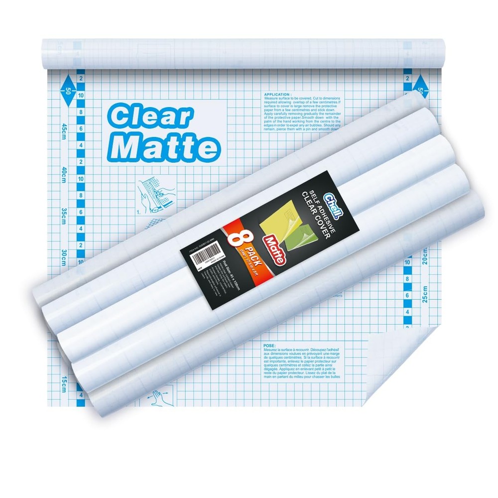 8 Pack Matte Clear Paper Roll for Books, Crafts and Countertops, Self Adhesiv…