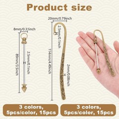 UNICRAFTALE 15Pcs 3 Colors Beadable 20mm x 114mm x 2mm, Mixed