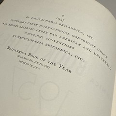 Encyclopedia Britannica Book Of The Year Annual 1957 Classic Red Leather Vintage