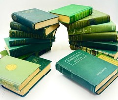 Vintage Book Lot of 5 GREEN Old Antiquarian Rare Decoration Hardcover Books