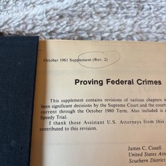 Proving Federal Crimes Department Of Justice Law Book 1980 & Supplement Rev. 2