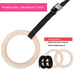Topyond Wood Gymnastic Rings with Adjustable Straps, Olympic 25mm for…