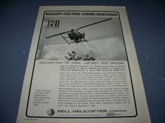 1964 BELL AG-4 HLEICOPTER “HERE COME MORE “AG” PROFITS”..1-PAGE SALES AD..(584Y)