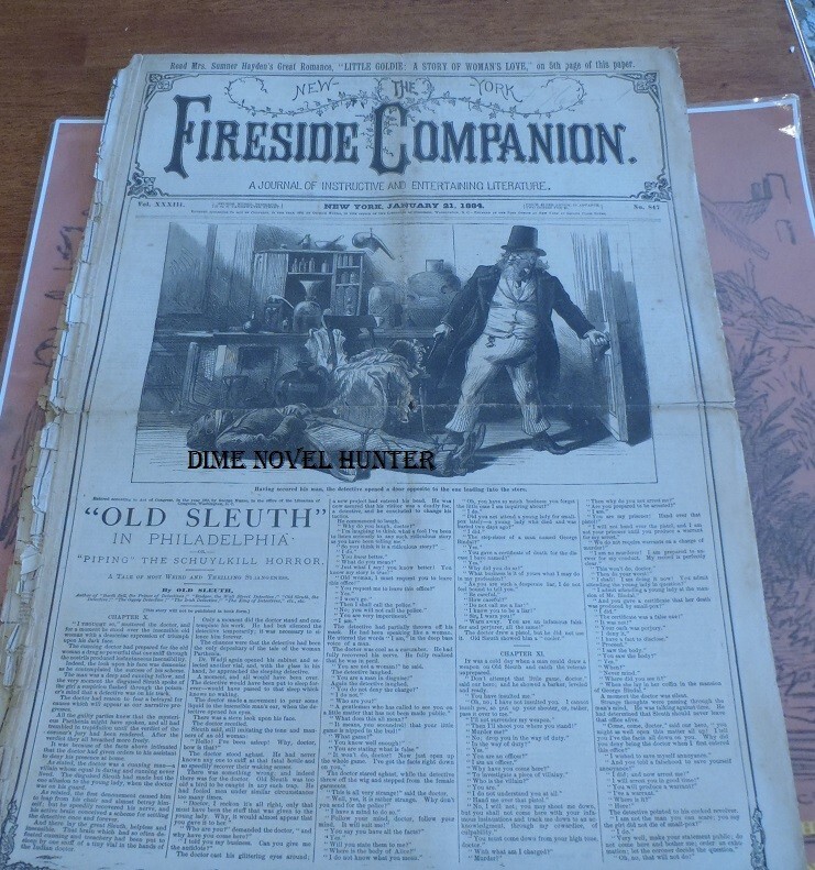 PHILADELPHIA OLD SLEUTH NEW YORK FIRESIDE COMPANION 847 NEWSPAPER DIME NOVEL