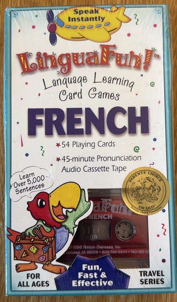 Vintage Linguafun French Language Learning Card Games Audio Cassette 1996