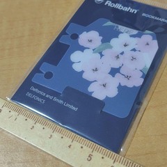 Rollbahn Cherry Blossom Dark Blue Bookmark 2.1×2.2in Sakura Design