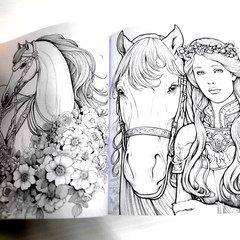 Magical World of Horses 8″x8″ Paperback Coloring Book w/ 20 Pages of 40 Images
