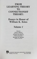 From Learning Theory to Connectionist Theory Vol 1 Healy Kosslyn Shiffrin 1992