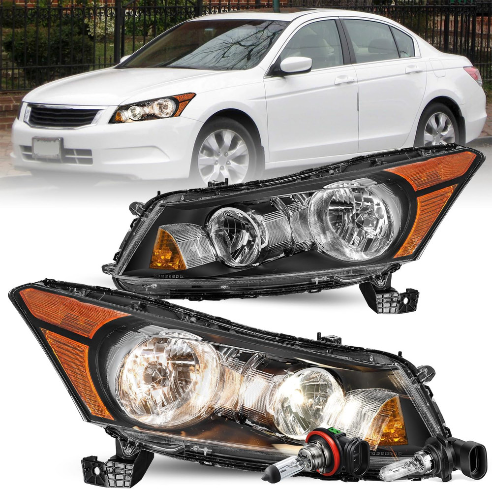 Headlight Assembly Pair Compatible with 2008-2012 Honda Accord Sedan 4-Door LX L