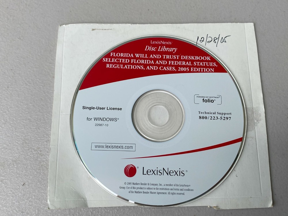2005 Lexisnexis Florida Will and Trust Deskbook 2005 Statues regulations CD RARE