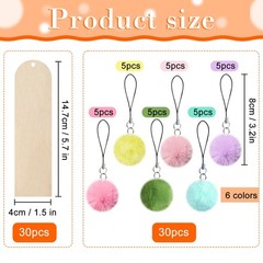 30 Pcs Wooden Bookmark5.7×1.5 in Blank Bookmarks to Decorate with 30 Pcs Colo…